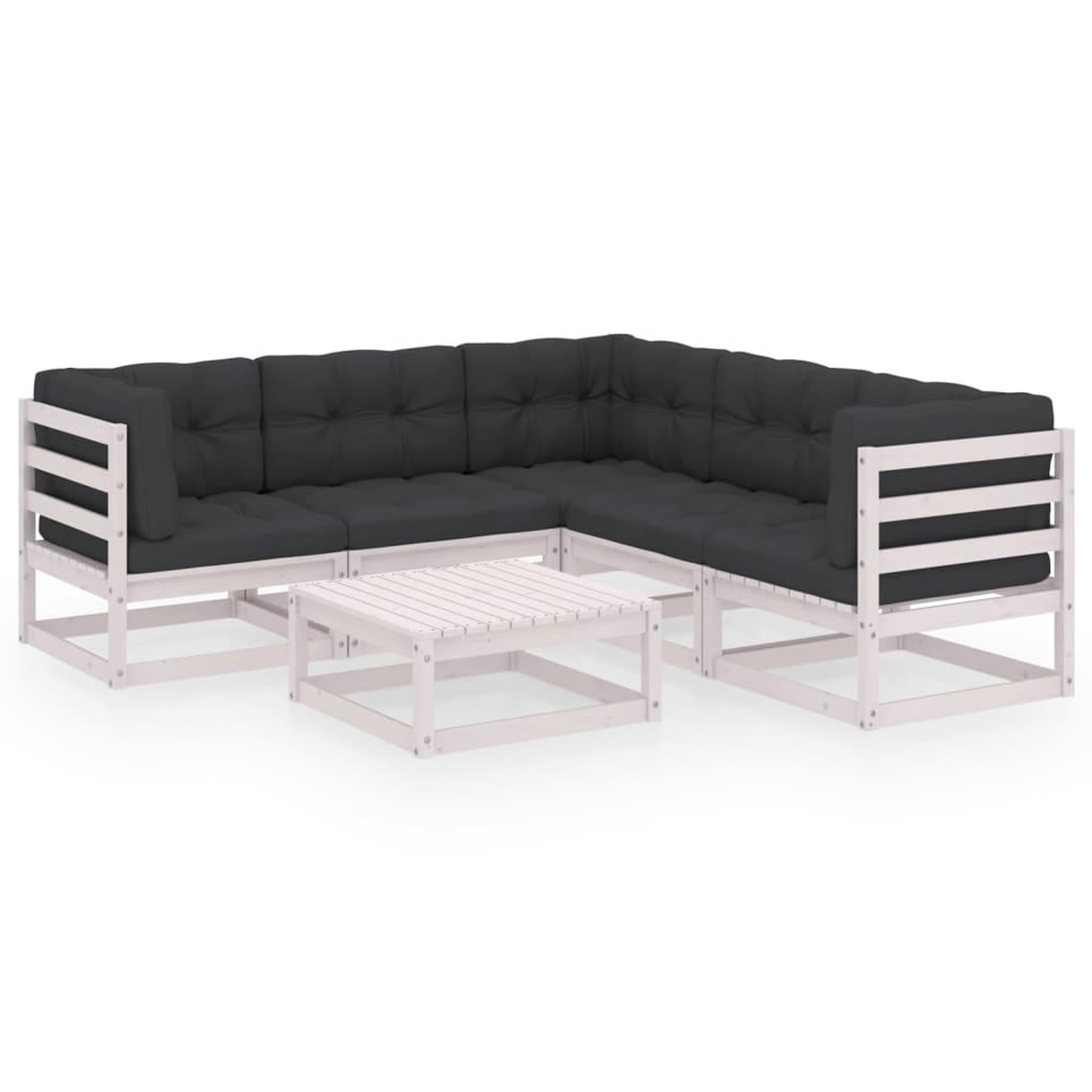 Voir la diapositive 2 : VIDAXL Salon de jardin 6 pcs avec coussins Bois de pin massif