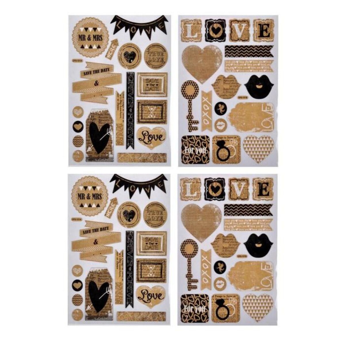 Paris Prix Lot de 2 Planches de Stickers  Love  Naturel