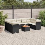 VIDAXL Salon de jardin 10 pcs avec coussins noir resine tressee