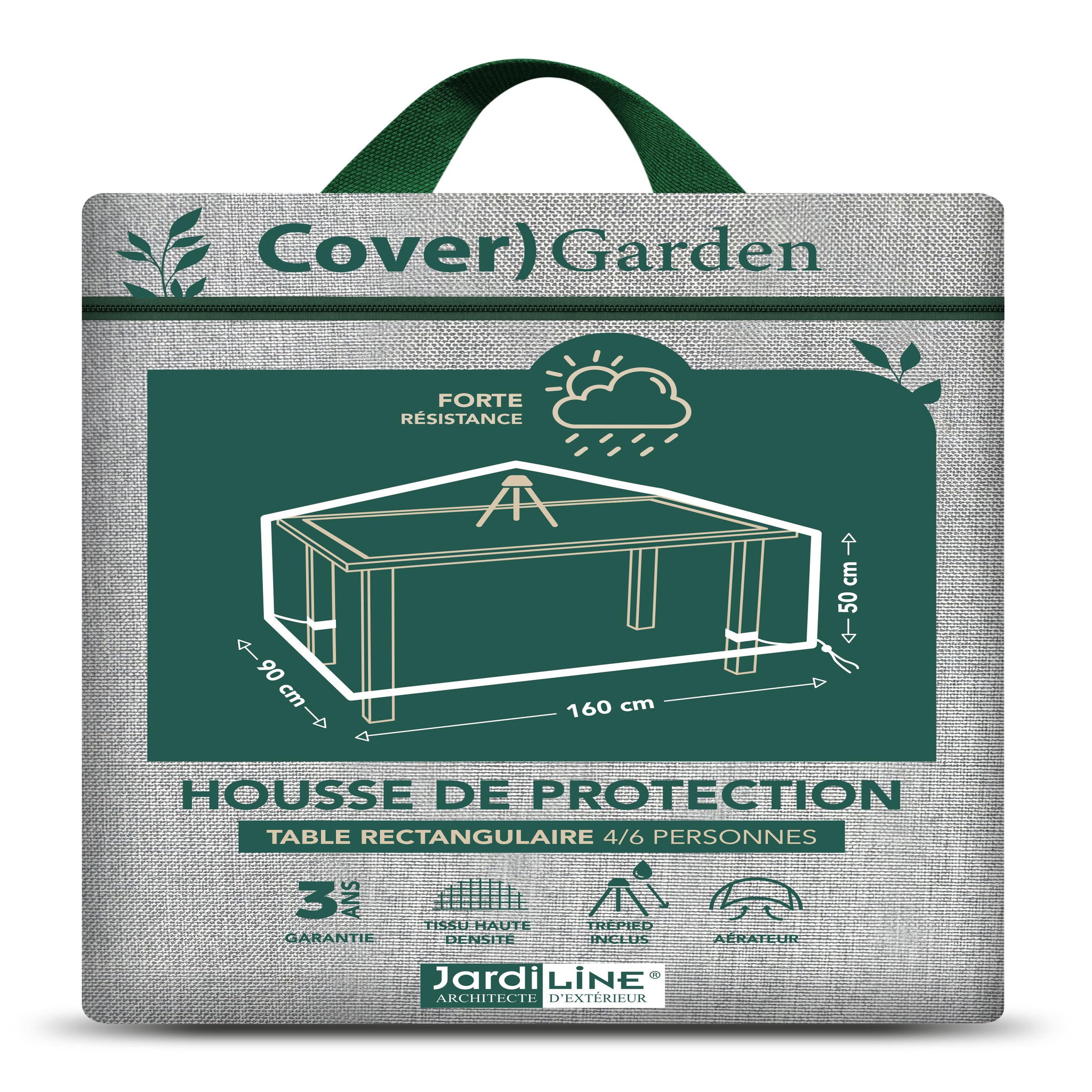 Voir la diapositive 2 : Jardiline Housse TABLE RECTANGULAIRE 4/6 pers. - 160 x 90 x 50 cm - Cover Garden