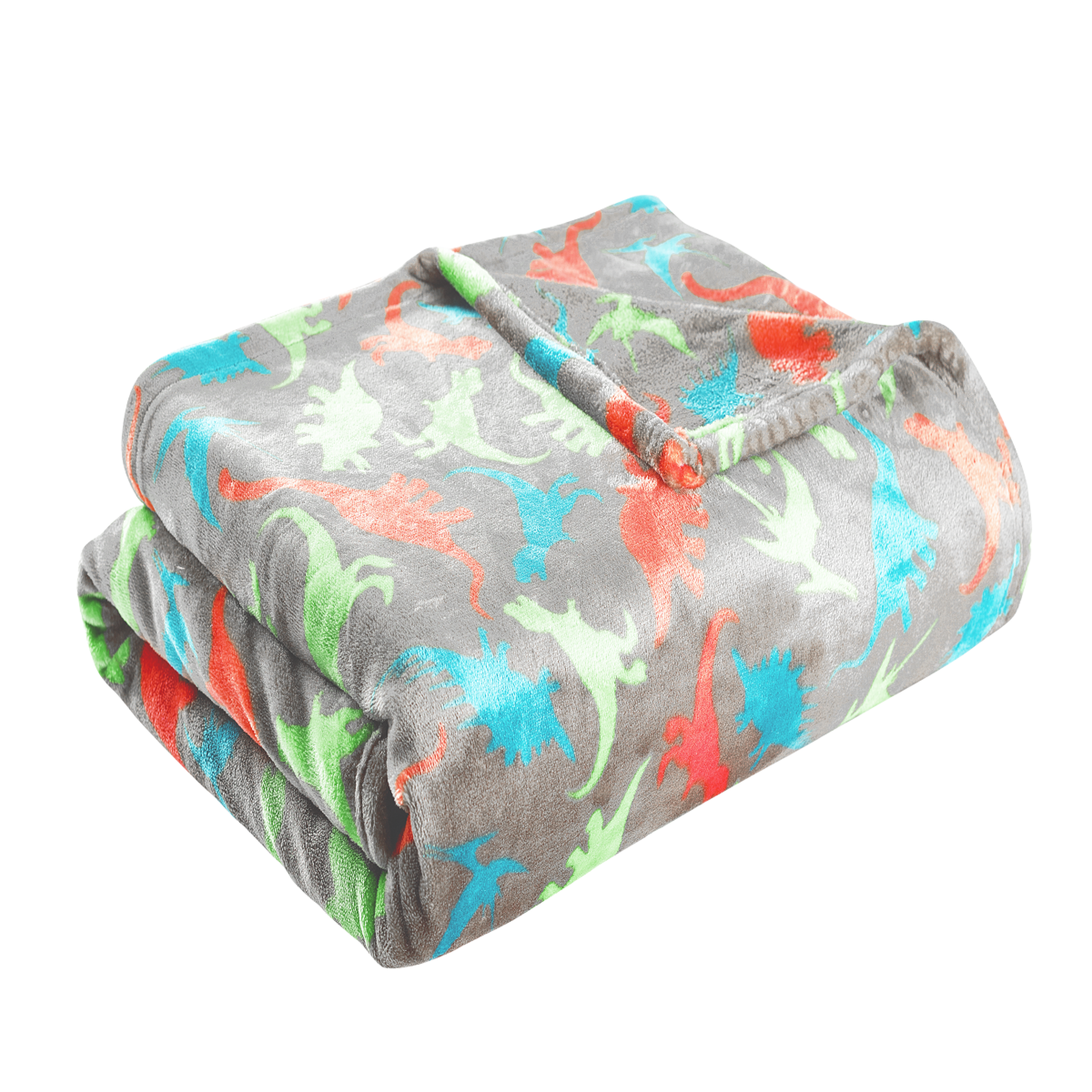 FUTURE HOME Plaid enfant polyester gris 130x150cm dino