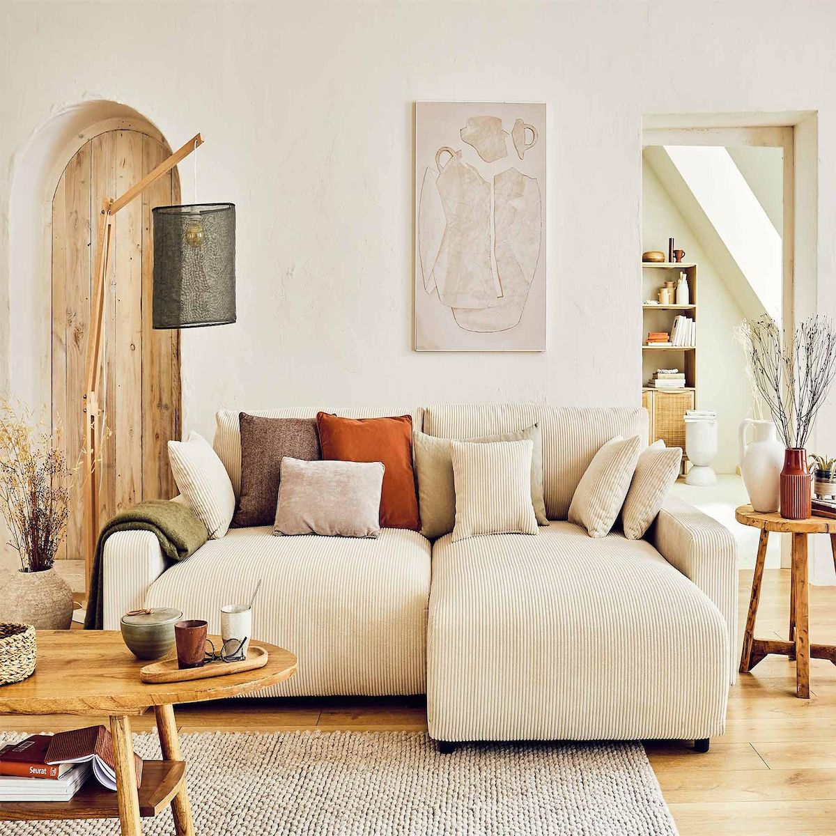 LISA DESIGN Pivoine - canapé d'angle réversible - 4 places - convertible avec coffre - en velours côtelé