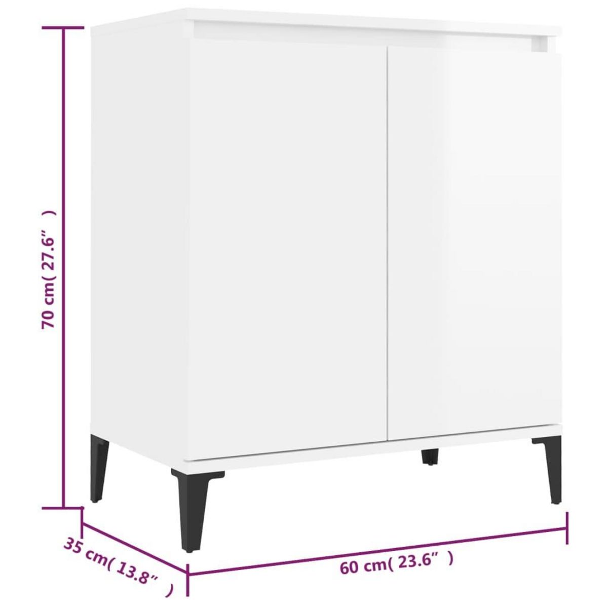 VIDAXL Buffet blanc brillant 60x35x70 cm bois d'ingenierie