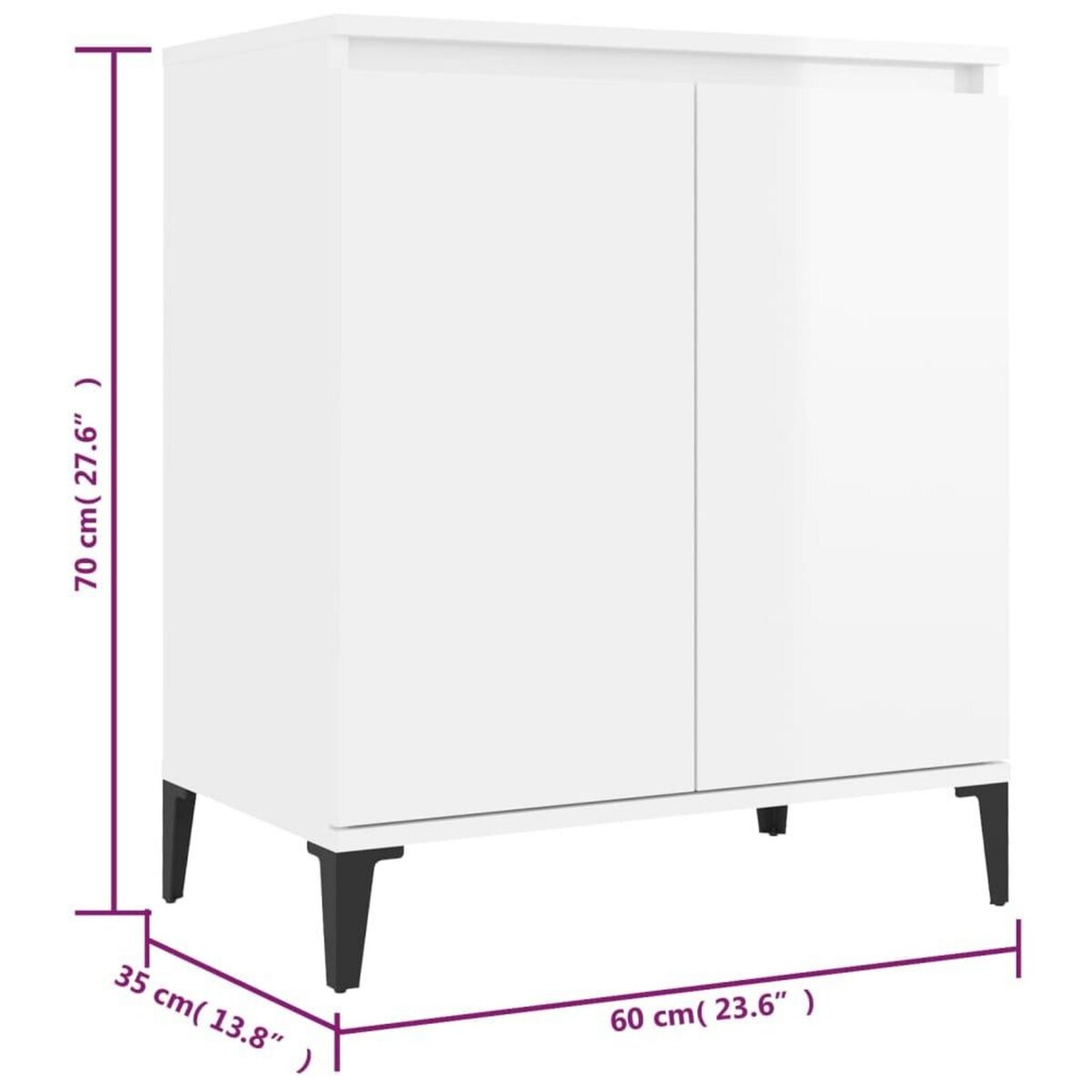 VIDAXL Buffet blanc brillant 60x35x70 cm bois d'ingenierie