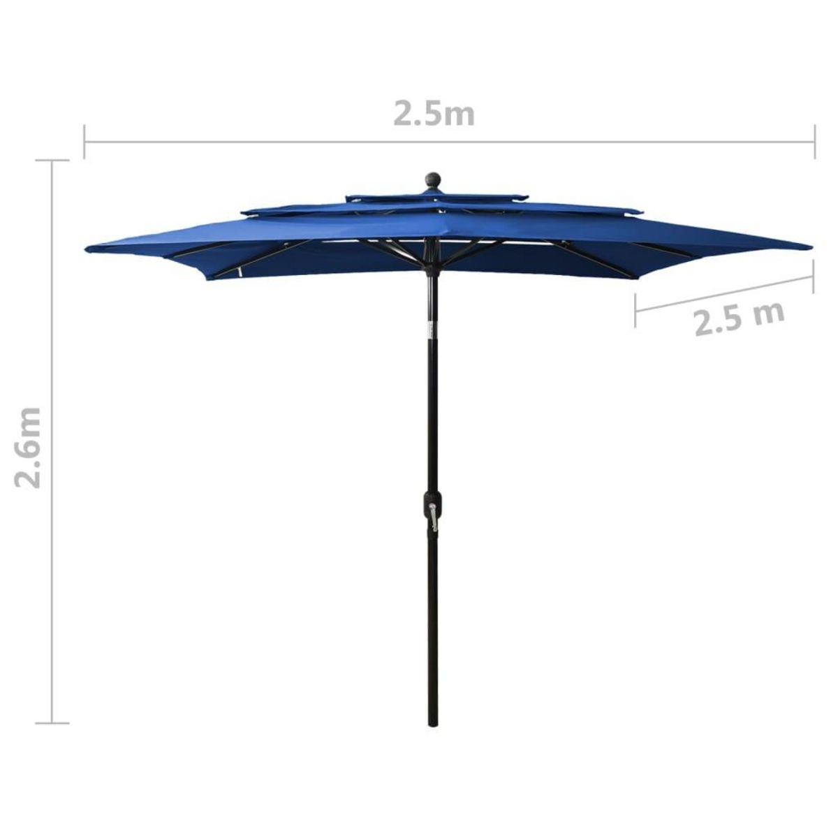 VIDAXL Parasol de jardin a 3 niveaux avec mat en aluminium bleu azure
