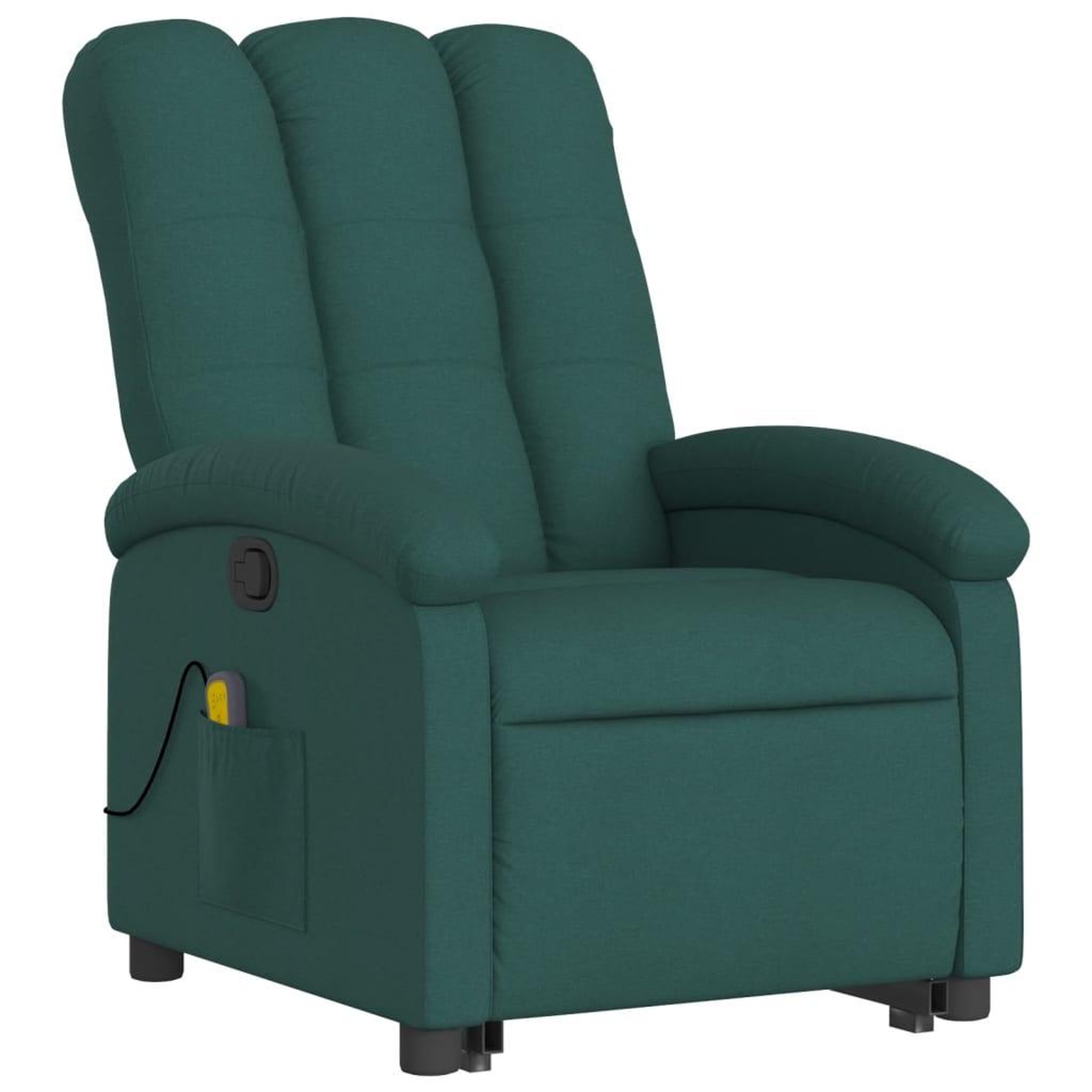 Voir la diapositive 3 : VIDAXL Fauteuil inclinable de massage Vert fonce Tissu