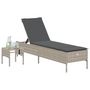 Voir la diapositive 3 : VIDAXL Chaise longue avec table et coussin gris clair resine tressee