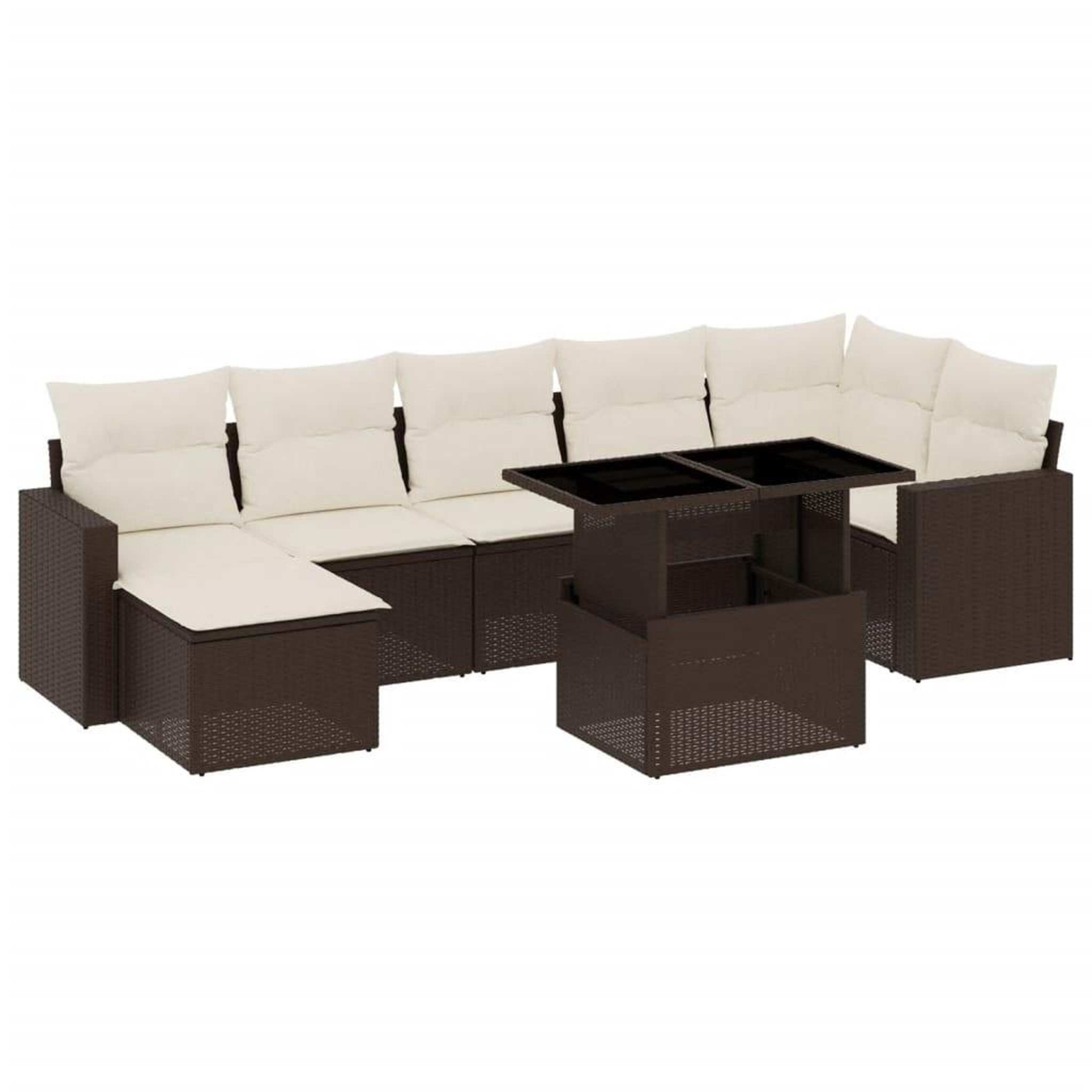 Voir la diapositive 2 : VIDAXL Salon de jardin 8 pcs avec coussins marron resine tressee