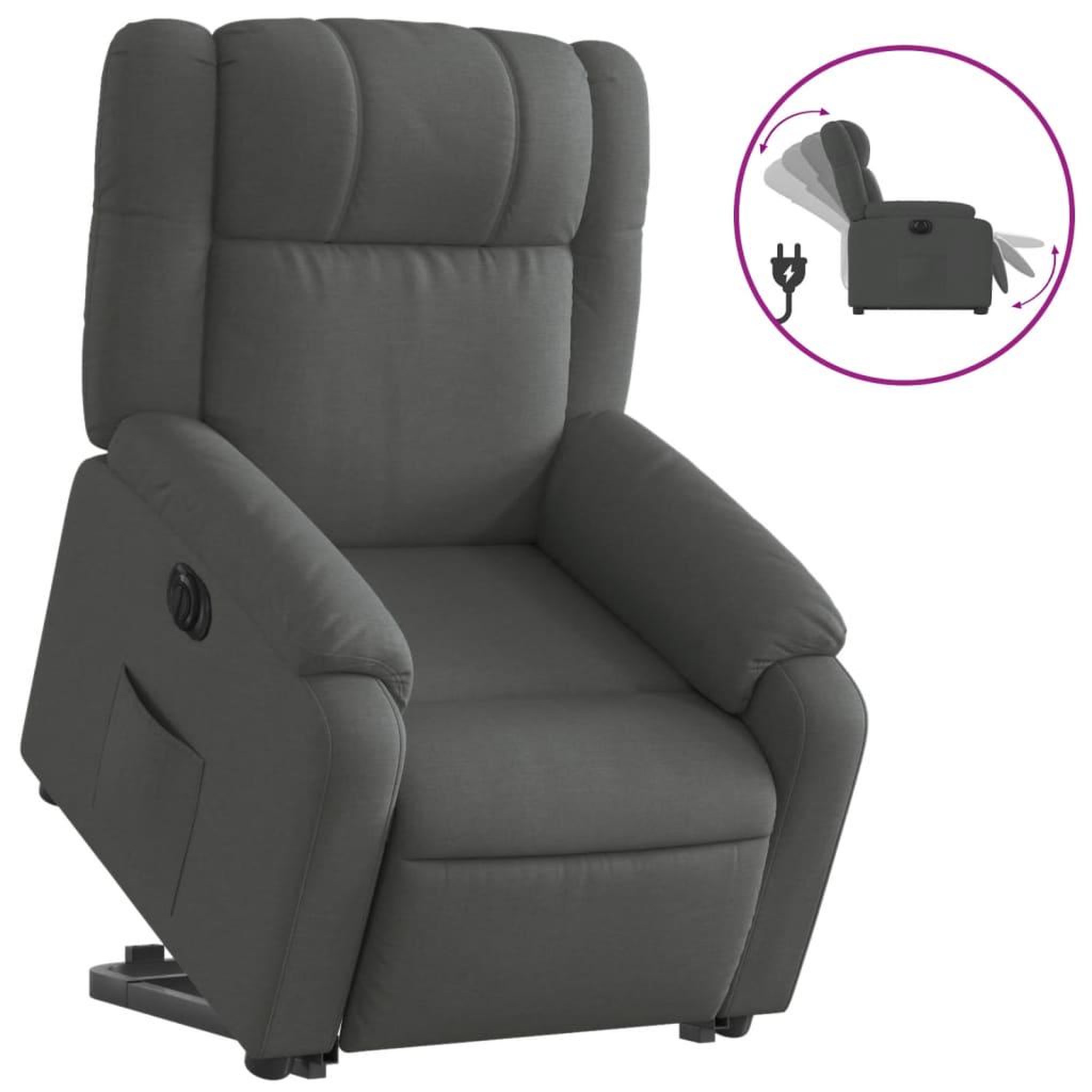 Voir la diapositive 2 : VIDAXL Fauteuil inclinable electrique gris fonce tissu