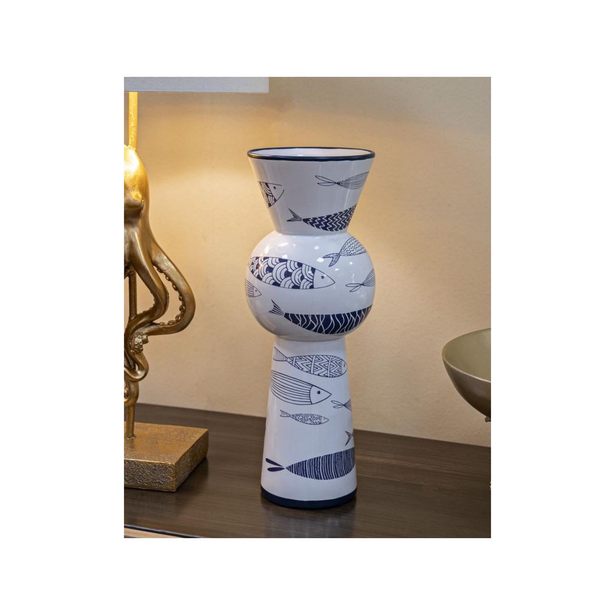 Voir la diapositive 6 : Paris Prix Vase haut en céramique  poissons  38cm multicolore