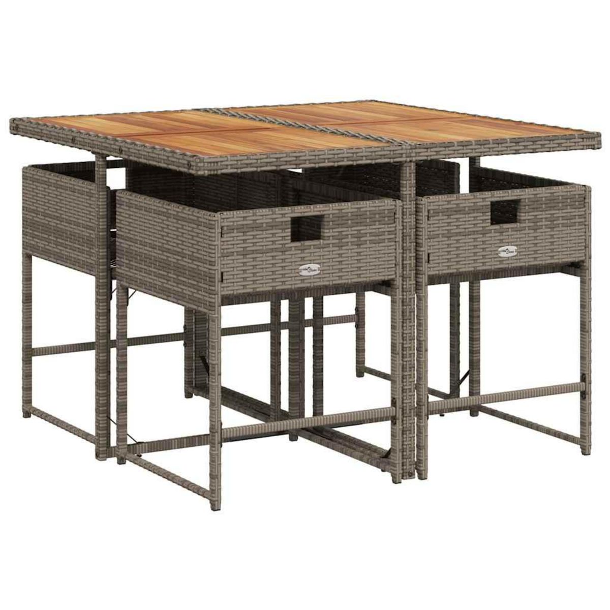 VIDAXL Ensemble a manger de jardin 5 pcs coussins gris resine tressee