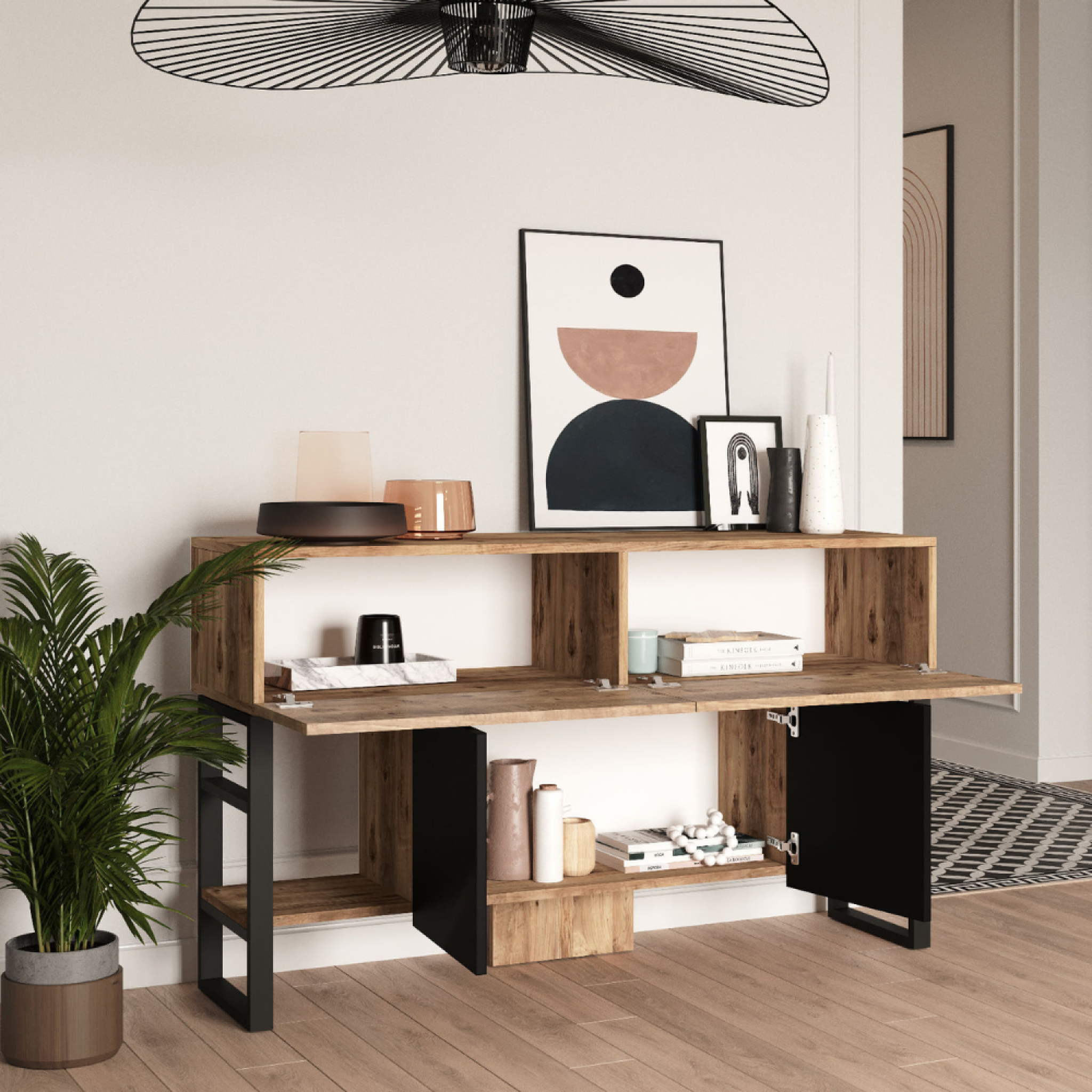 Voir la diapositive 5 : CONCEPT USINE Console avec rangements style industriel tari