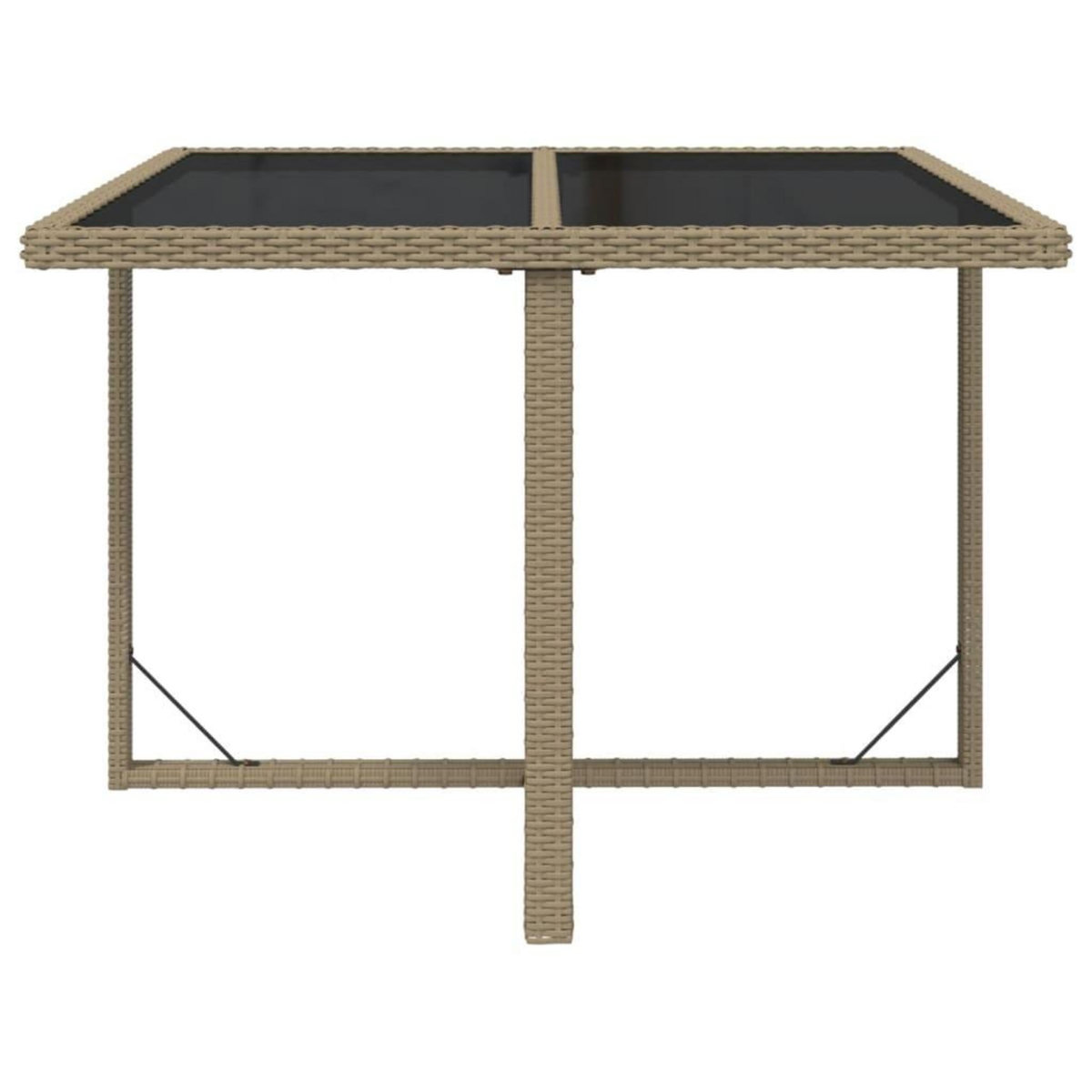 VIDAXL Table de jardin Beige 109x107x74 cm Resine tressee et verre