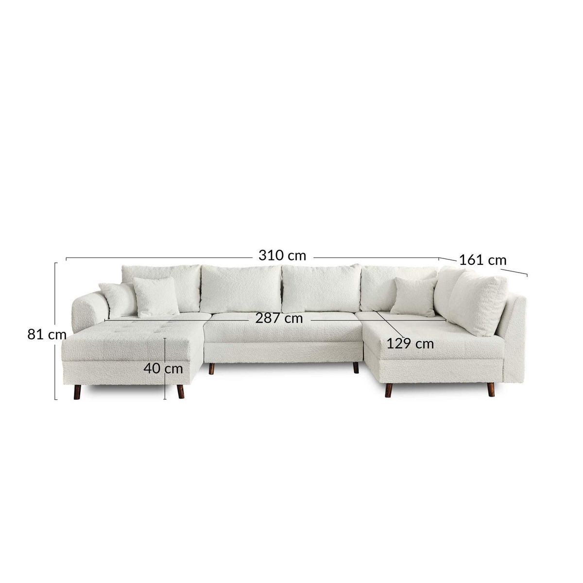 LISA DESIGN Rune - canapé panoramique d'angle droit - 7 places - en tissu bouclette