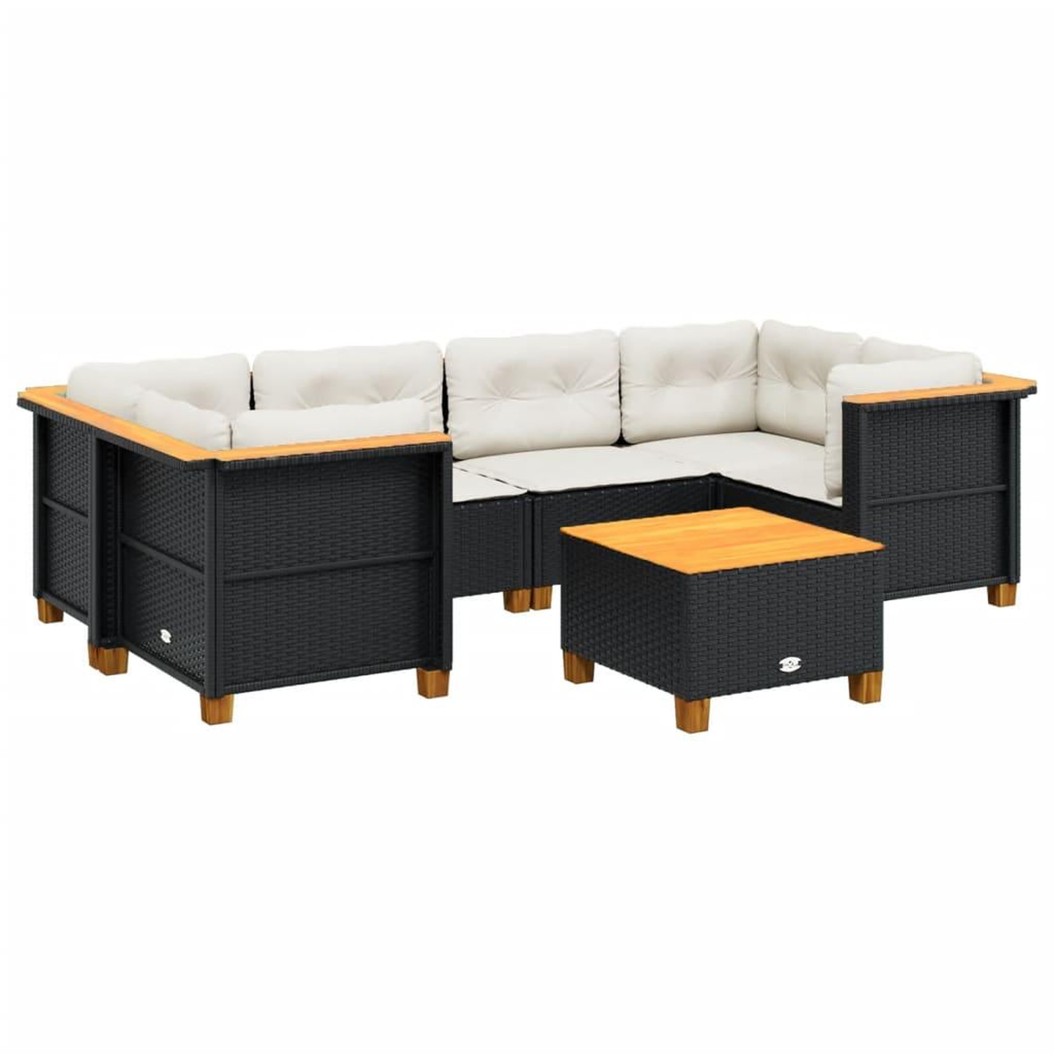 Voir la diapositive 2 : VIDAXL Salon de jardin 7 pcs avec coussins noir resine tressee