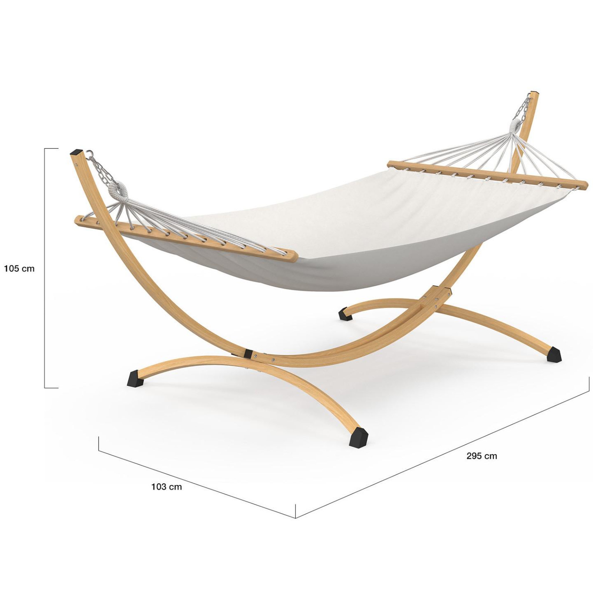 Voir la diapositive 4 : ID MARKET Hamac xl avec support métal effet bois et toile écrue