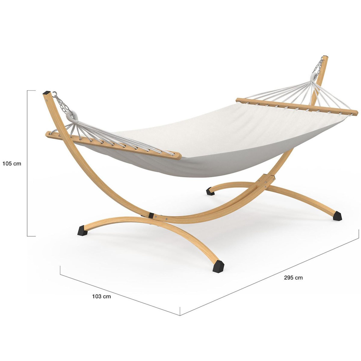 ID MARKET Hamac XL avec support métal effet bois et toile écrue