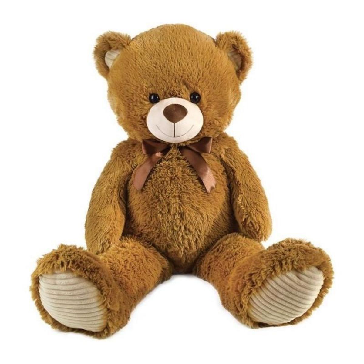 JEMINI Ours en Peluche Marron avec Noeud +/- 100 cm - PLANET PLUCH - Magnifique ours de 1 metre en peluche douce.