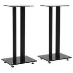VIDAXL Support haut parleur 2pc Verre trempé Design 2 colonnes Noir