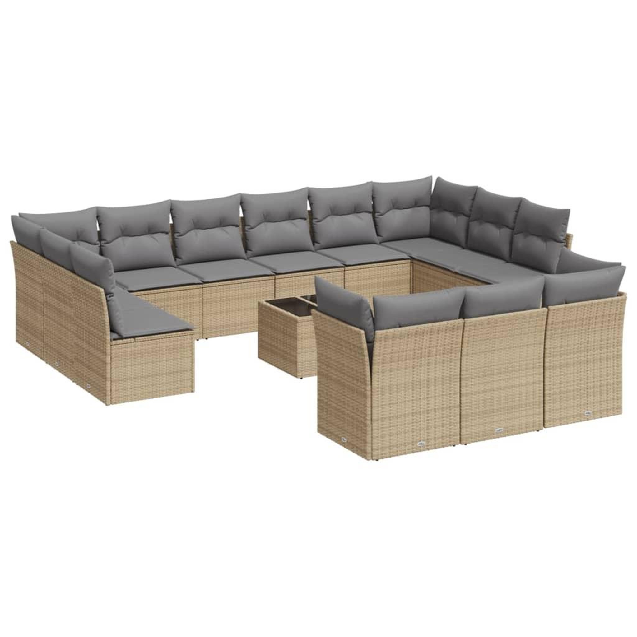 Voir la diapositive 2 : VIDAXL Salon de jardin avec coussins 14 pcs beige resine tressee