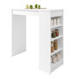 Voir la diapositive 1 : BEST MOBILIER Drazic - table de bar avec rangements - blanc - de 2 à 4 personnes
