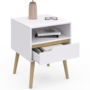 Voir la diapositive 4 : ID MARKET Lot de 2 tables de chevet HELSINKI scandinaves 1 tiroir avec niche blanc