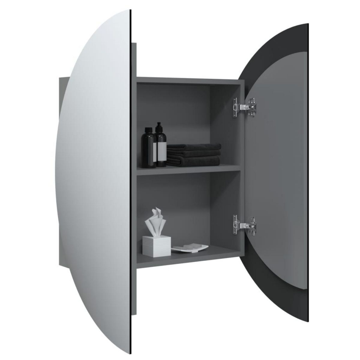 VIDAXL Armoire de salle de bain miroir rond et LED Gris 54x54x17,5 cm