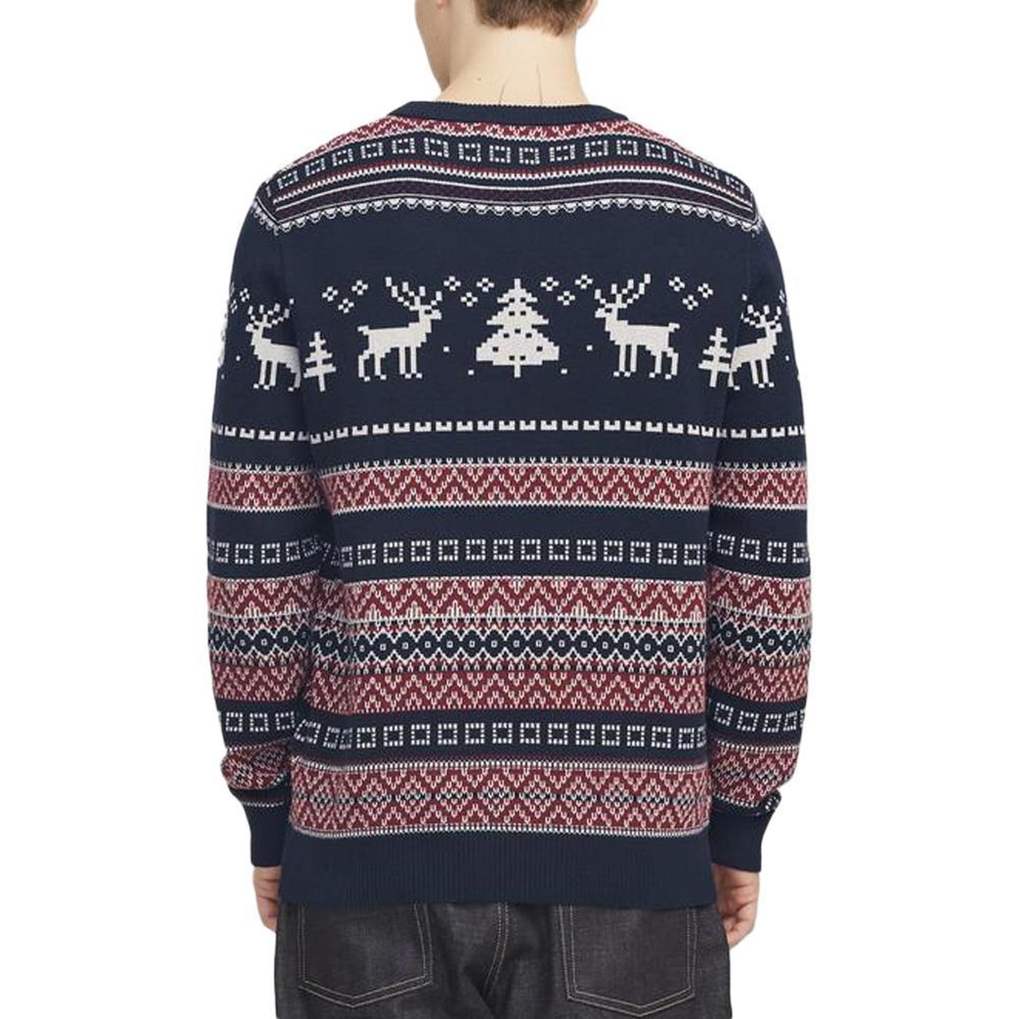 Voir la diapositive 2 : Jack & Jones Pull de Noël Marine Homme Jack & Jones Jjxmas Snowball Knit