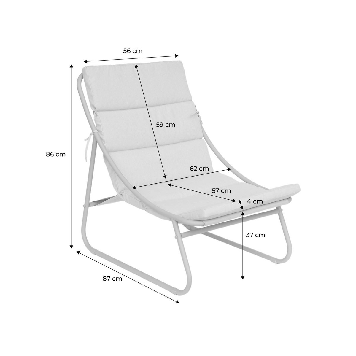 SWEEEK Lot de 2 fauteuils relax acier beige - Edena