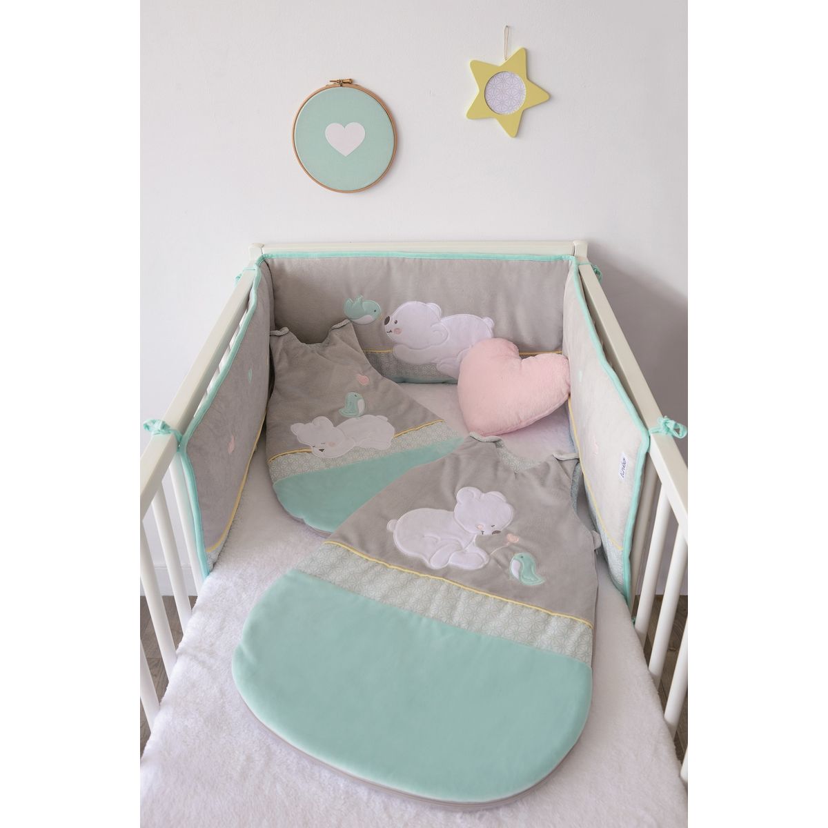 TINEO Tour de lit velours Pilou