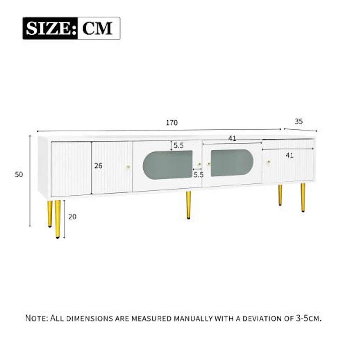 MERAX Meuble tv blanc 170 cm panneau de particules