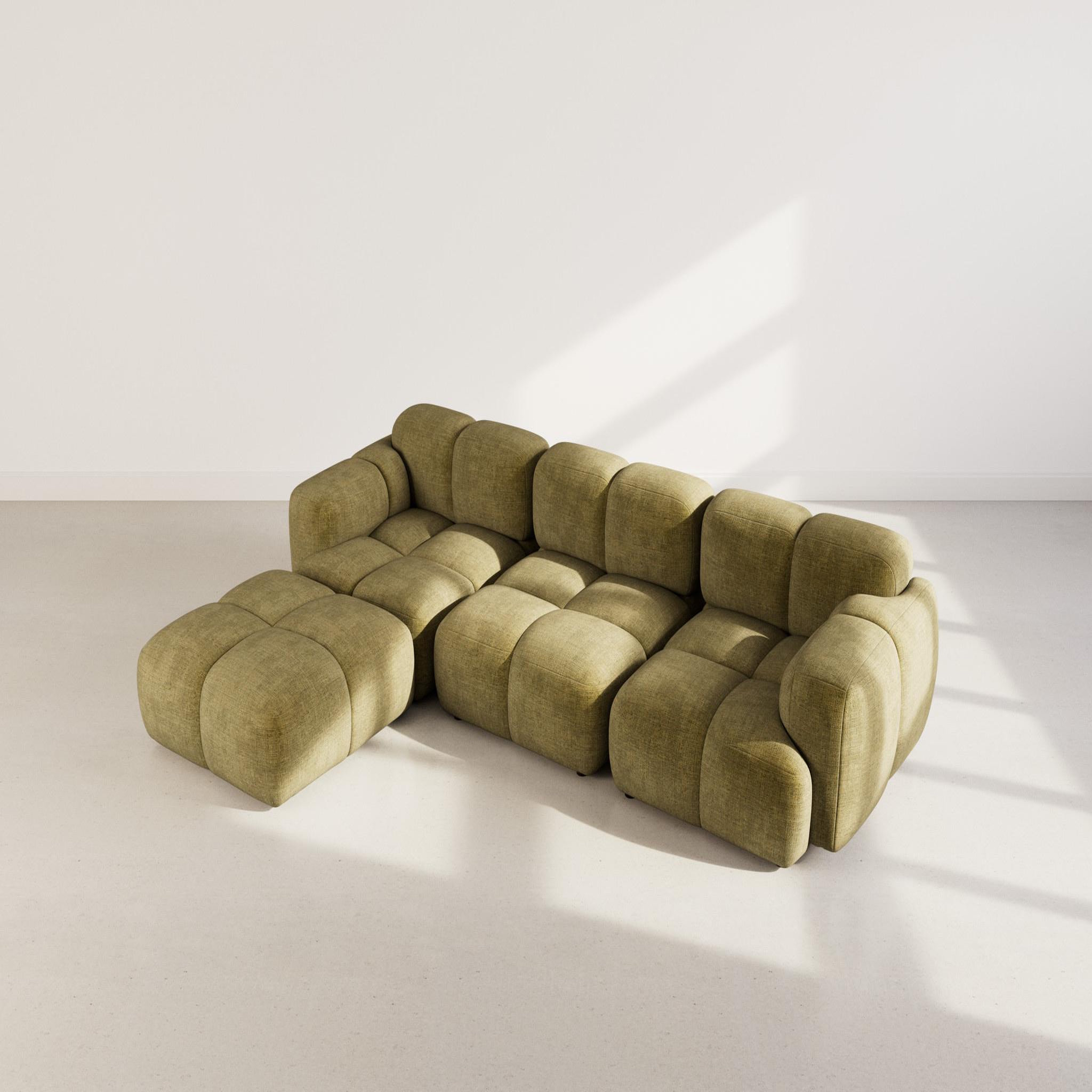Voir la diapositive 3 : BEST MOBILIER Grace - canapé modulable d'angle réversible 4 places en velours texturé