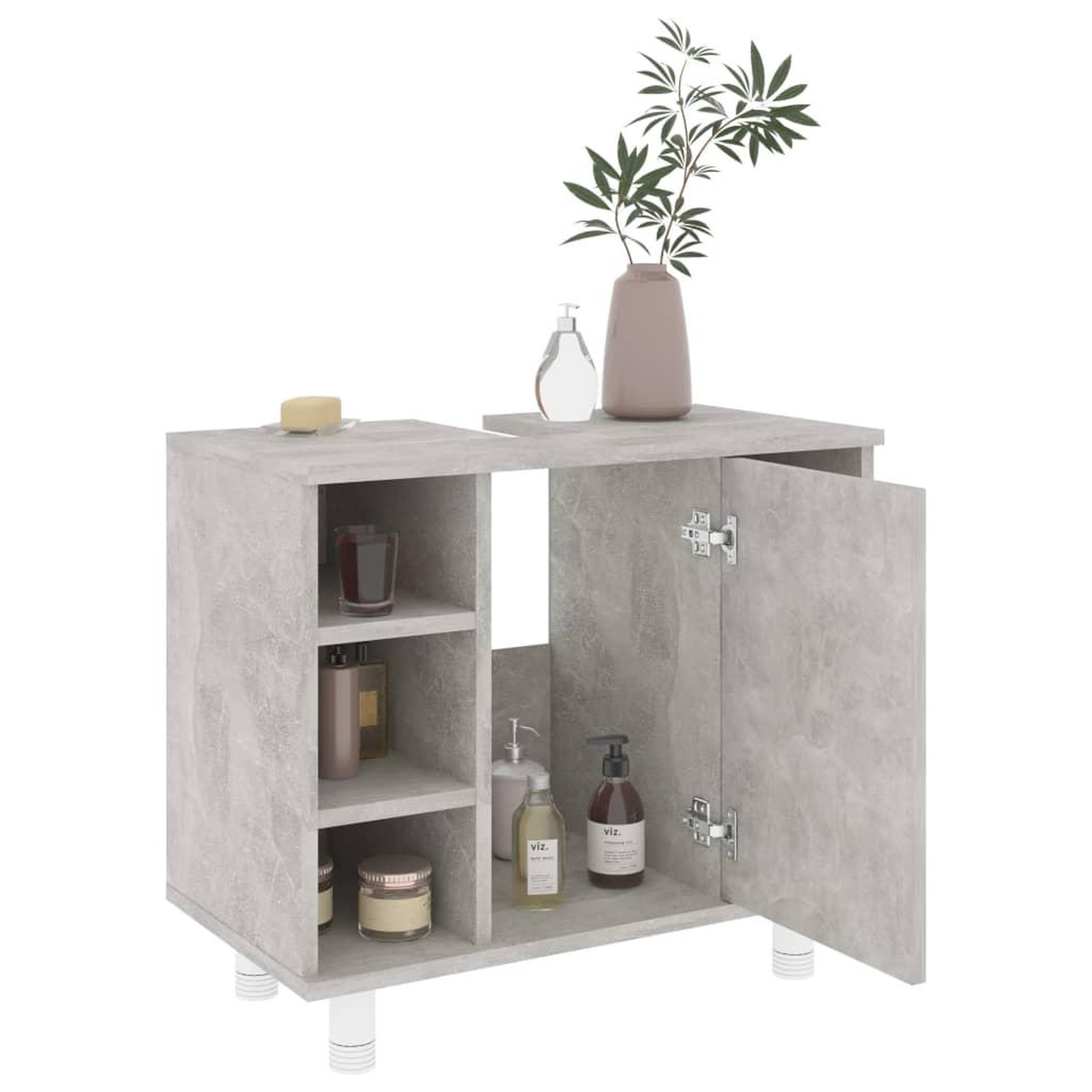 Voir la diapositive 4 : VIDAXL Armoire de salle de bain Gris beton Bois d'ingenierie