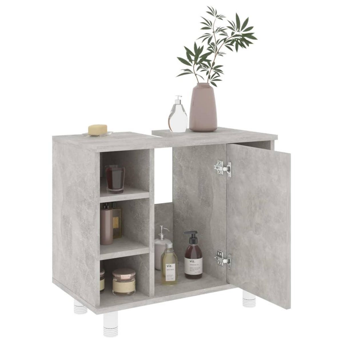 VIDAXL Armoire de salle de bain Gris beton Bois d'ingenierie
