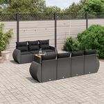 VIDAXL Salon de jardin 8 pcs avec coussins noir resine tressee