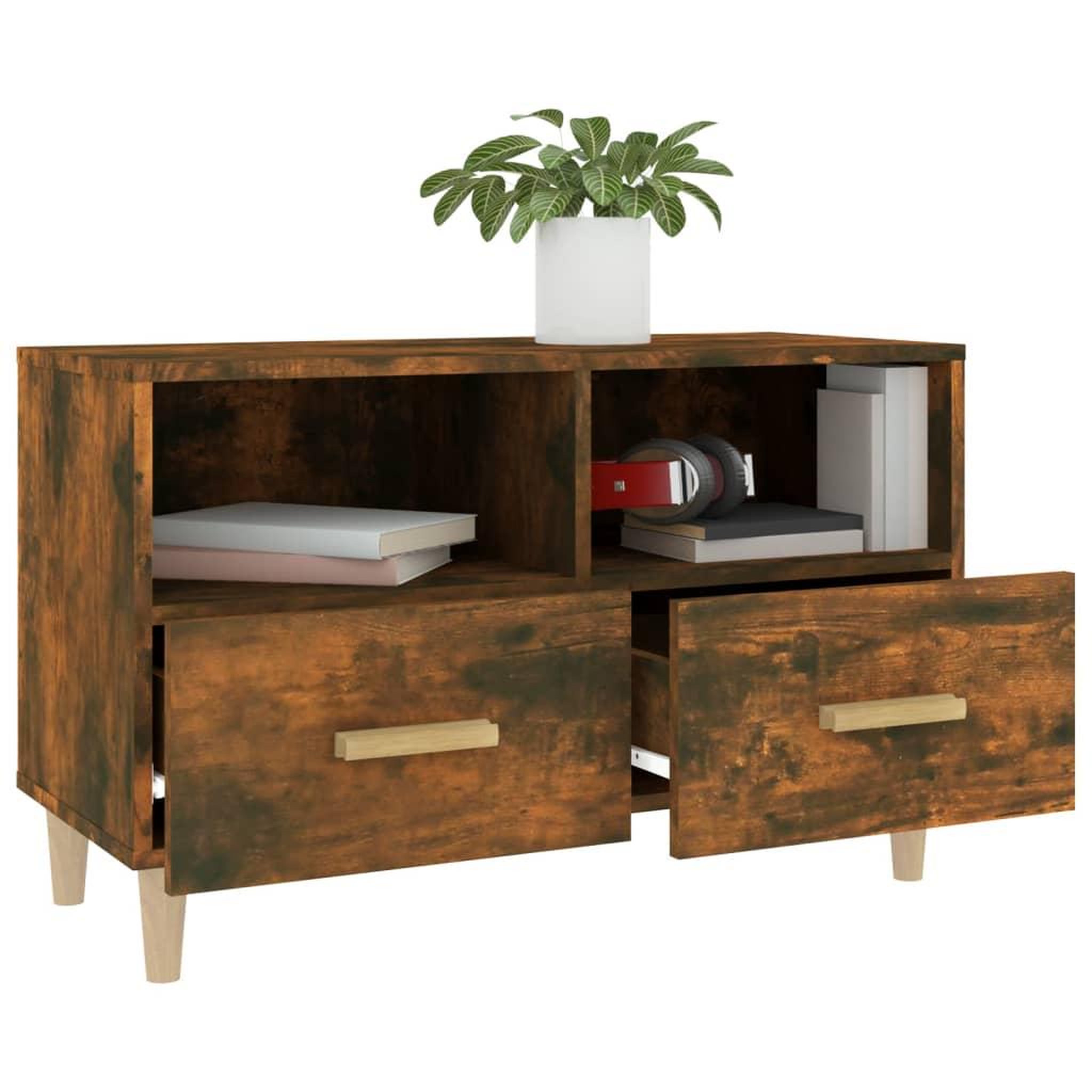 Voir la diapositive 5 : VIDAXL Meuble TV Chene fume 80x36x50 cm Bois d'ingenierie