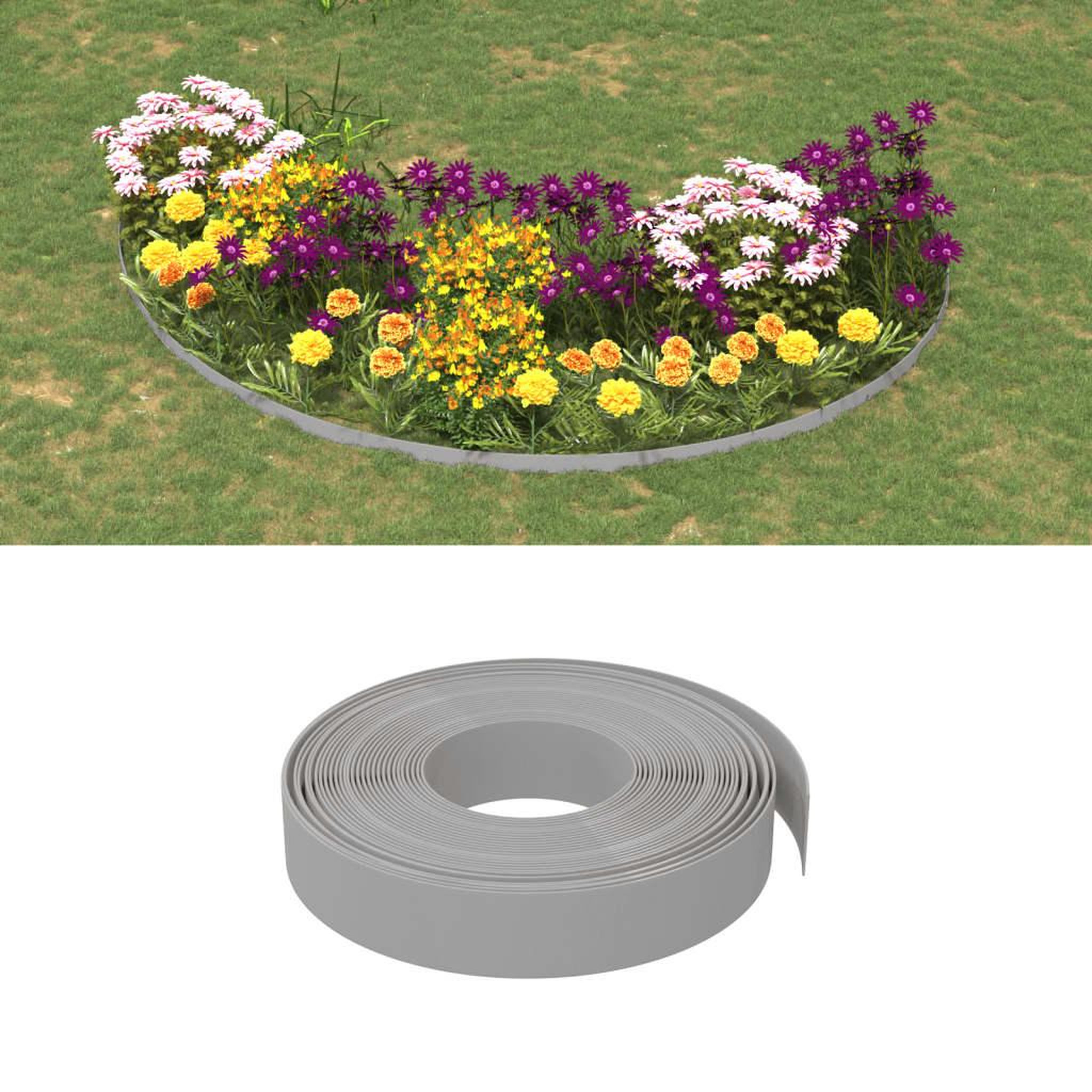 VIDAXL Bordures de jardin 4 pcs gris 10 m 10 cm polyethylene