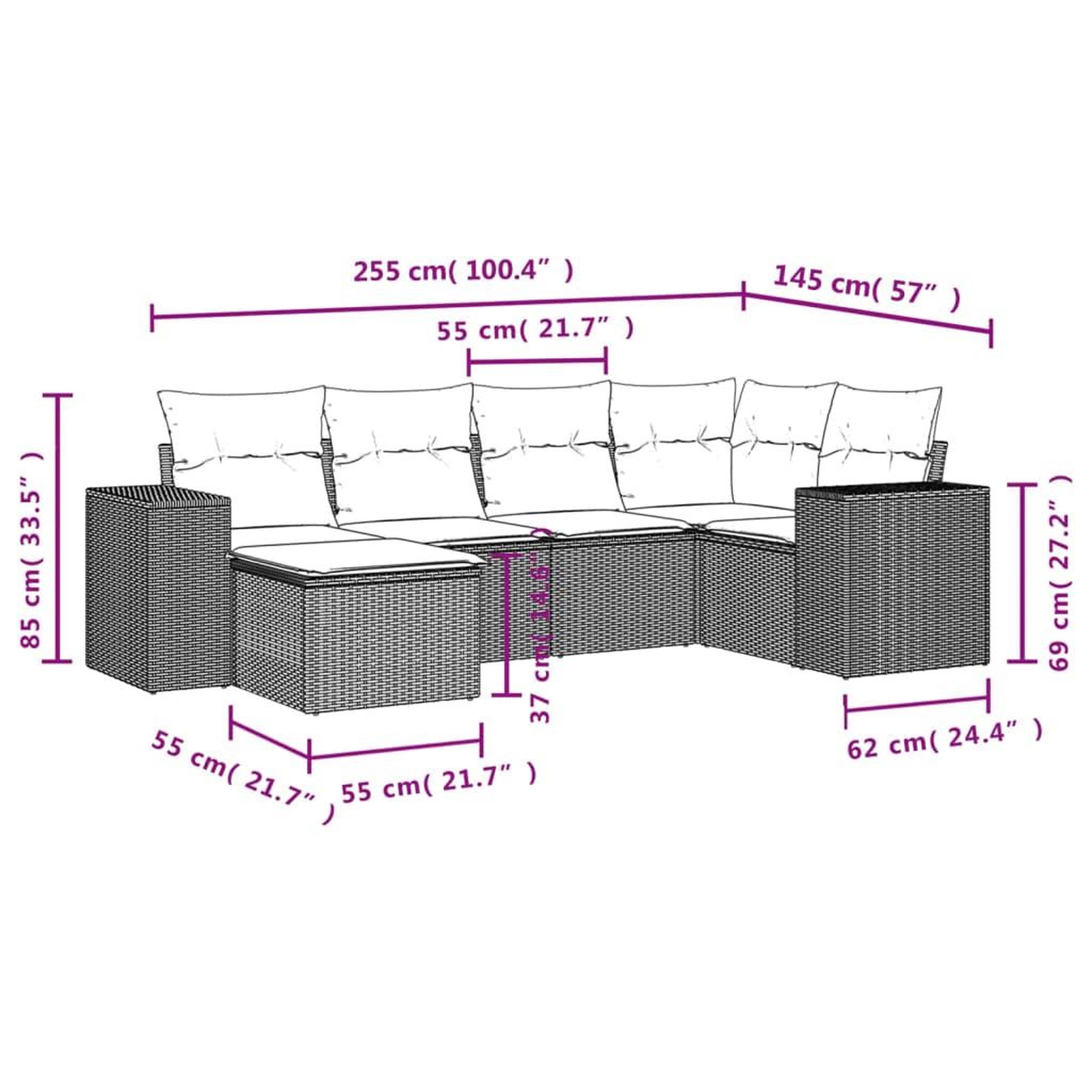 Voir la diapositive 2 : VIDAXL Salon de jardin avec coussins 6 pcs beige resine tressee