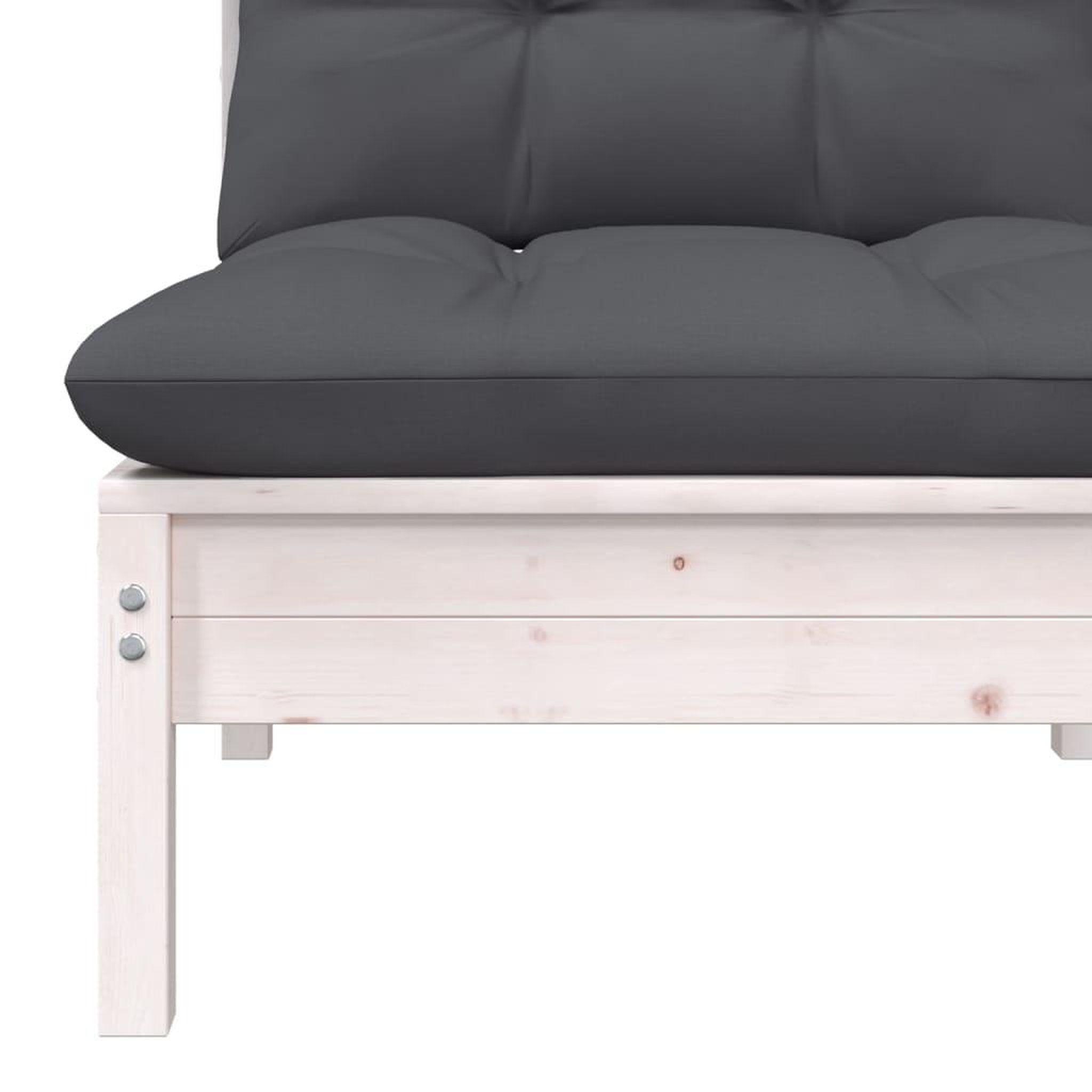 Voir la diapositive 4 : VIDAXL Canape central de jardin avec coussins Blanc Bois de pin massif