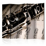 Paris Prix Paravent 5 Volets  Clarinet & Music Notes  172x225cm