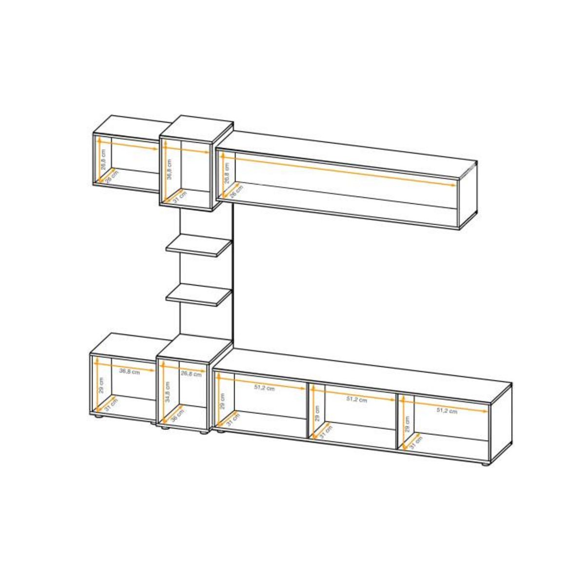 Paris Prix Ensemble Meuble TV  Rio  230cm Anthracite & Chêne