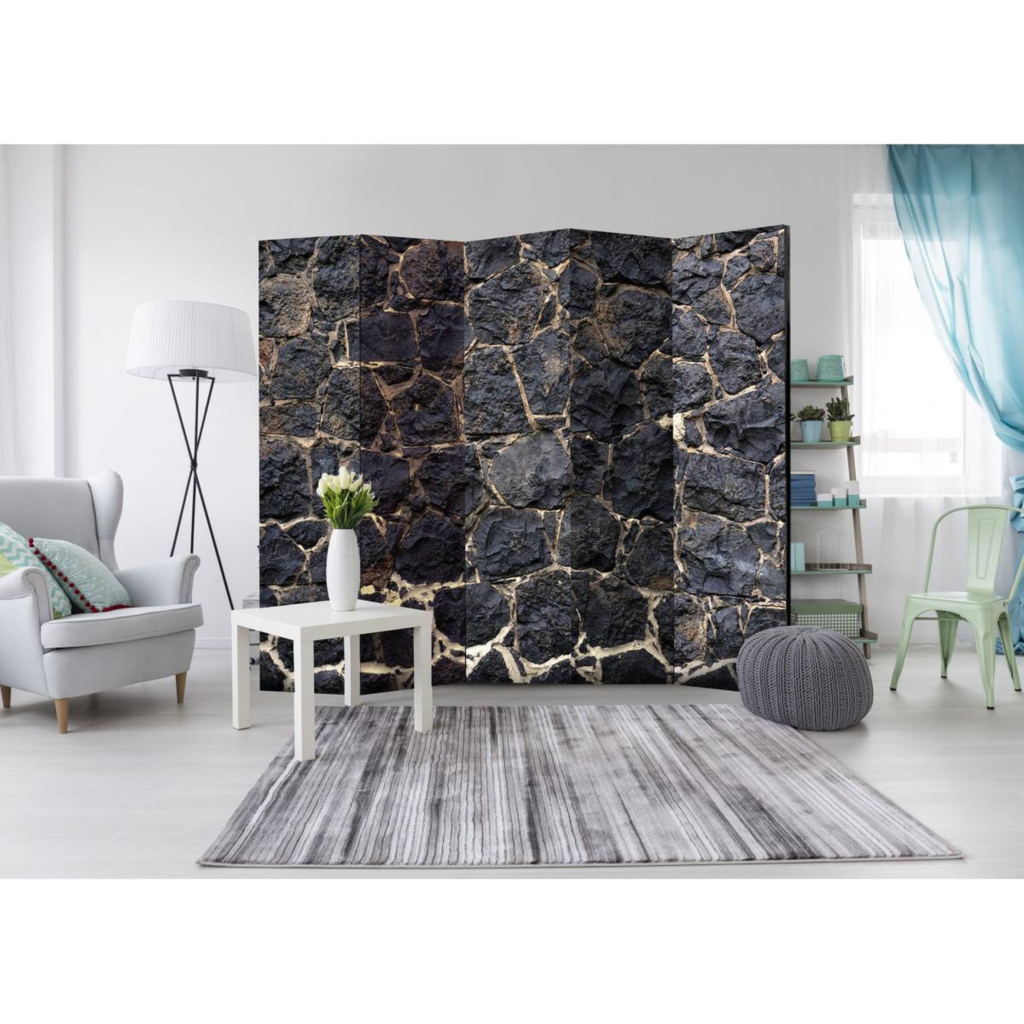 Voir la diapositive 2 : Paris Prix Paravent 5 volets  stony twilight  172x225cm