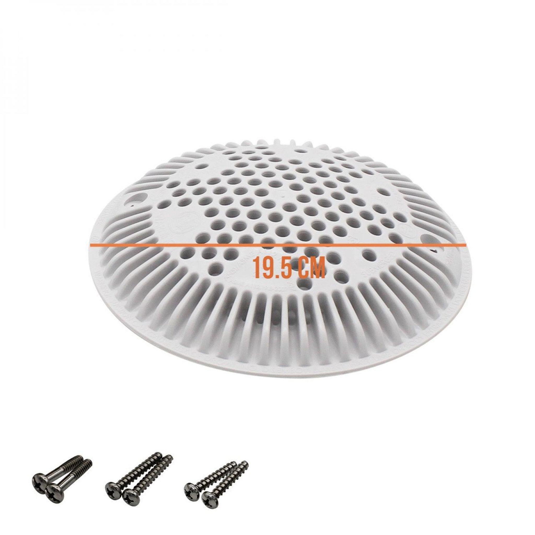 Voir la diapositive 2 : Hayward Grille bonde de fond ronde bombée avec vis pour piscine - Diam 19,5 cm - Blanc - WGX1048E