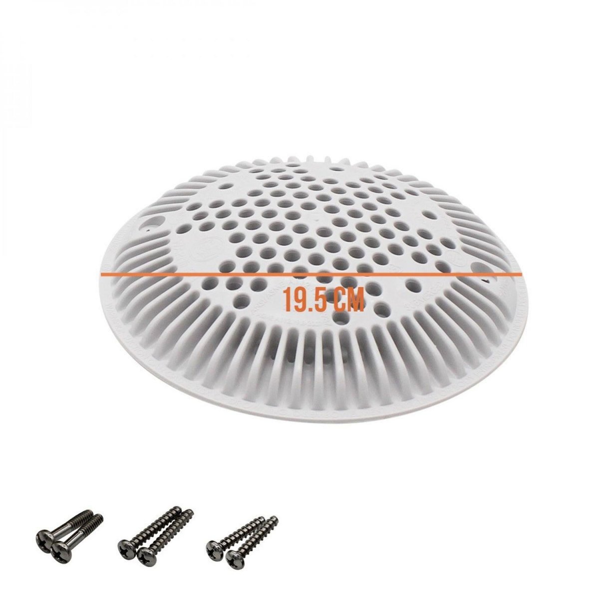 Hayward Grille bonde de fond ronde bombée avec vis pour piscine - Diam 19,5 cm - Blanc - WGX1048E