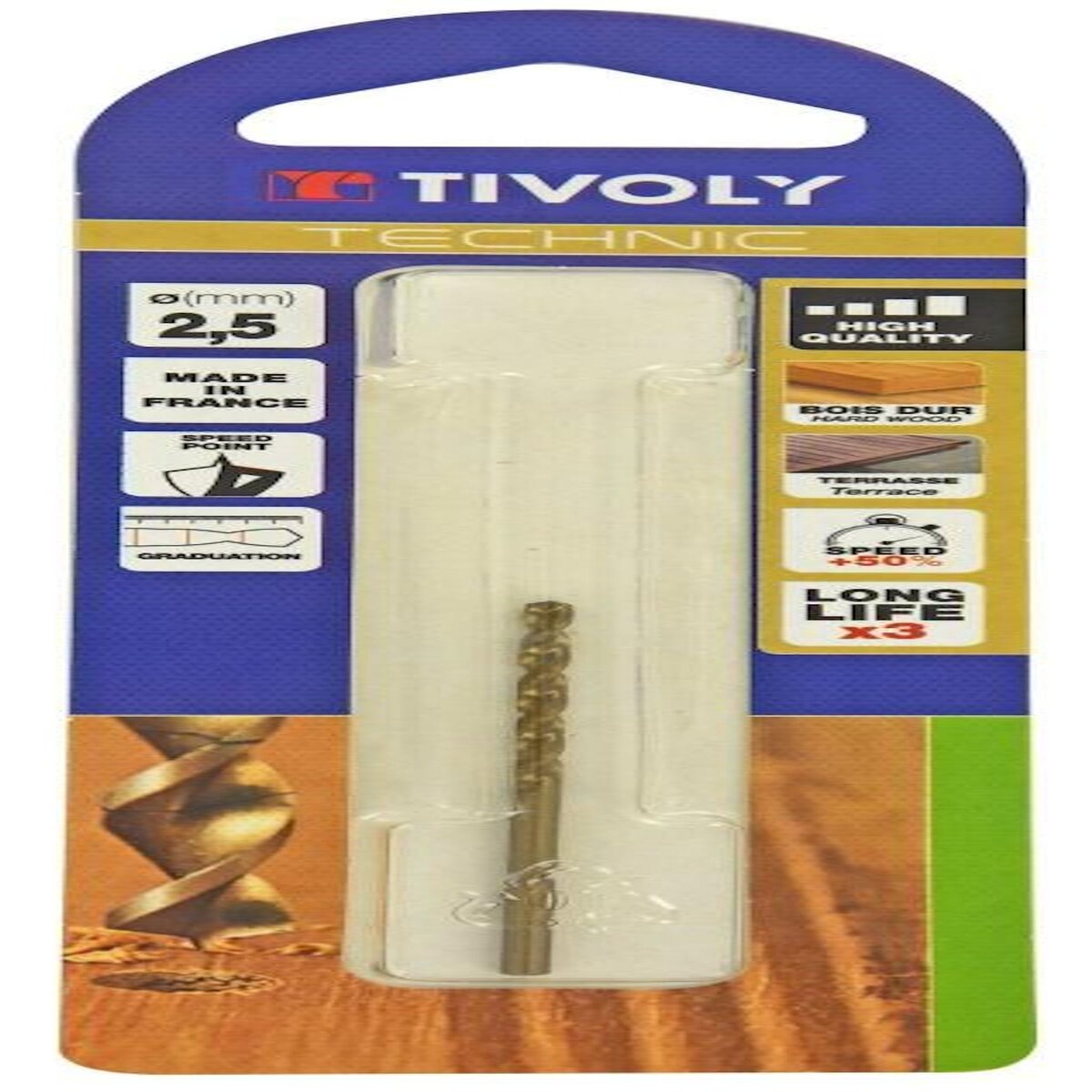 TIVOLY Foret hélicoïdaux pour bois, TIVOLY, diam. 2,5 x 16 cm