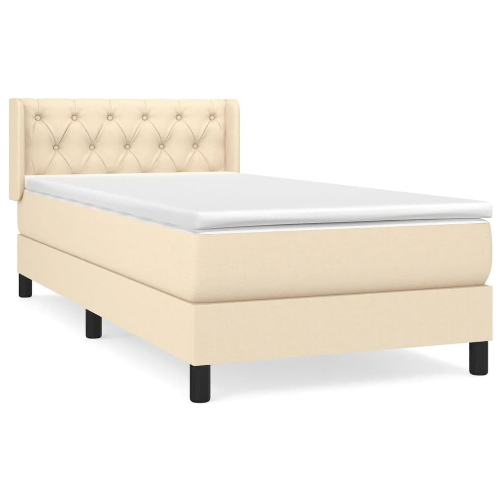 Voir la diapositive 1 : VIDAXL Sommier a lattes de lit avec matelas Creme 80x200 cm Tissu