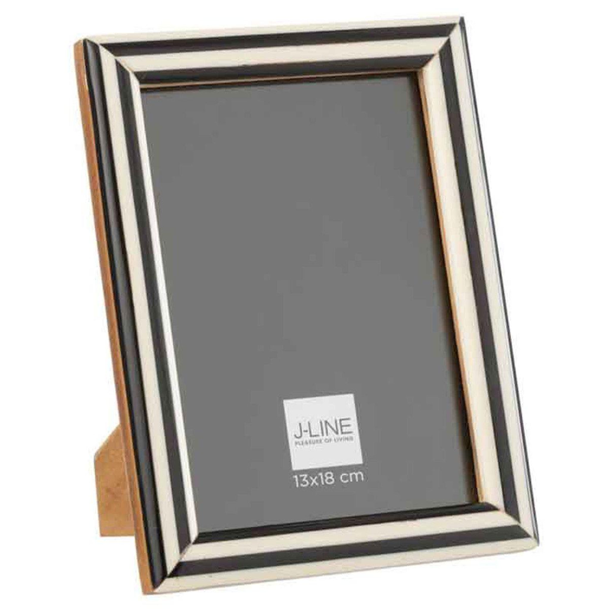 J-LINE Cadre Photo Déco  Tima  13x18cm Noir & Blanc