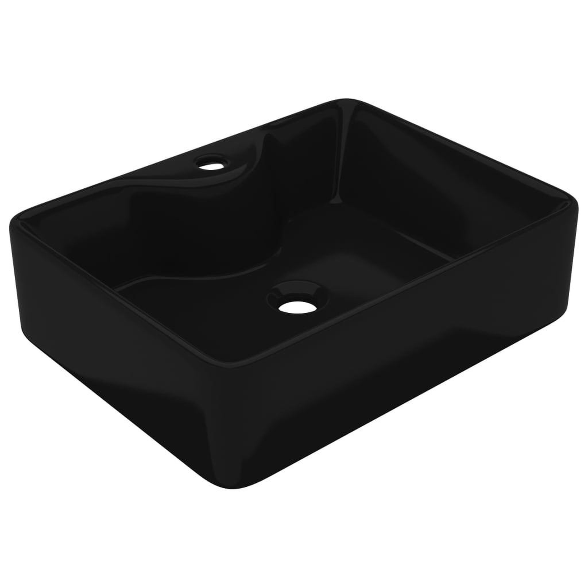 Voir la diapositive 2 : VIDAXL Vasque carree a trou pour robinet ceramique Noir pour salle de bain