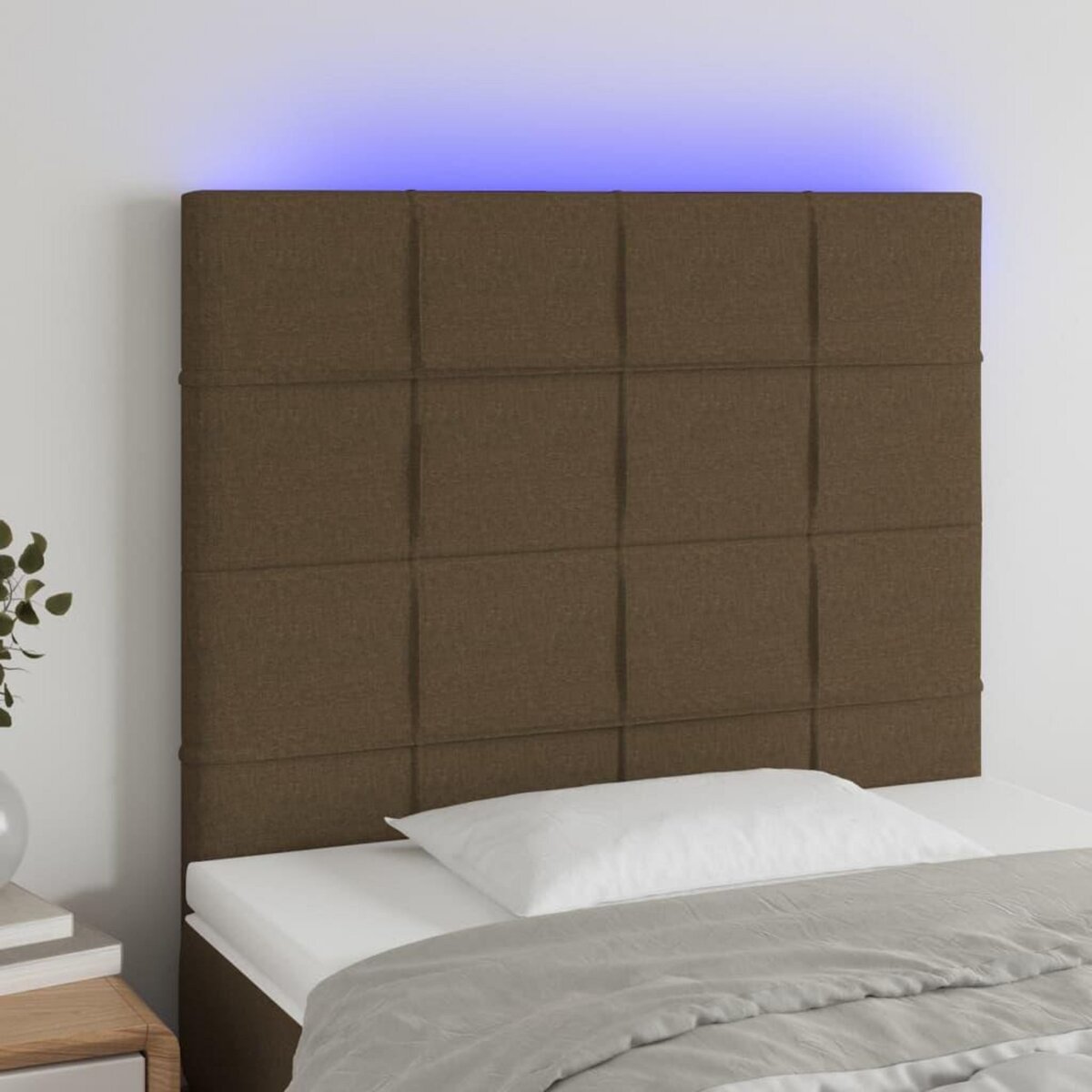 VIDAXL Tete de lit a LED Marron fonce 100x5x118/128 cm Tissu
