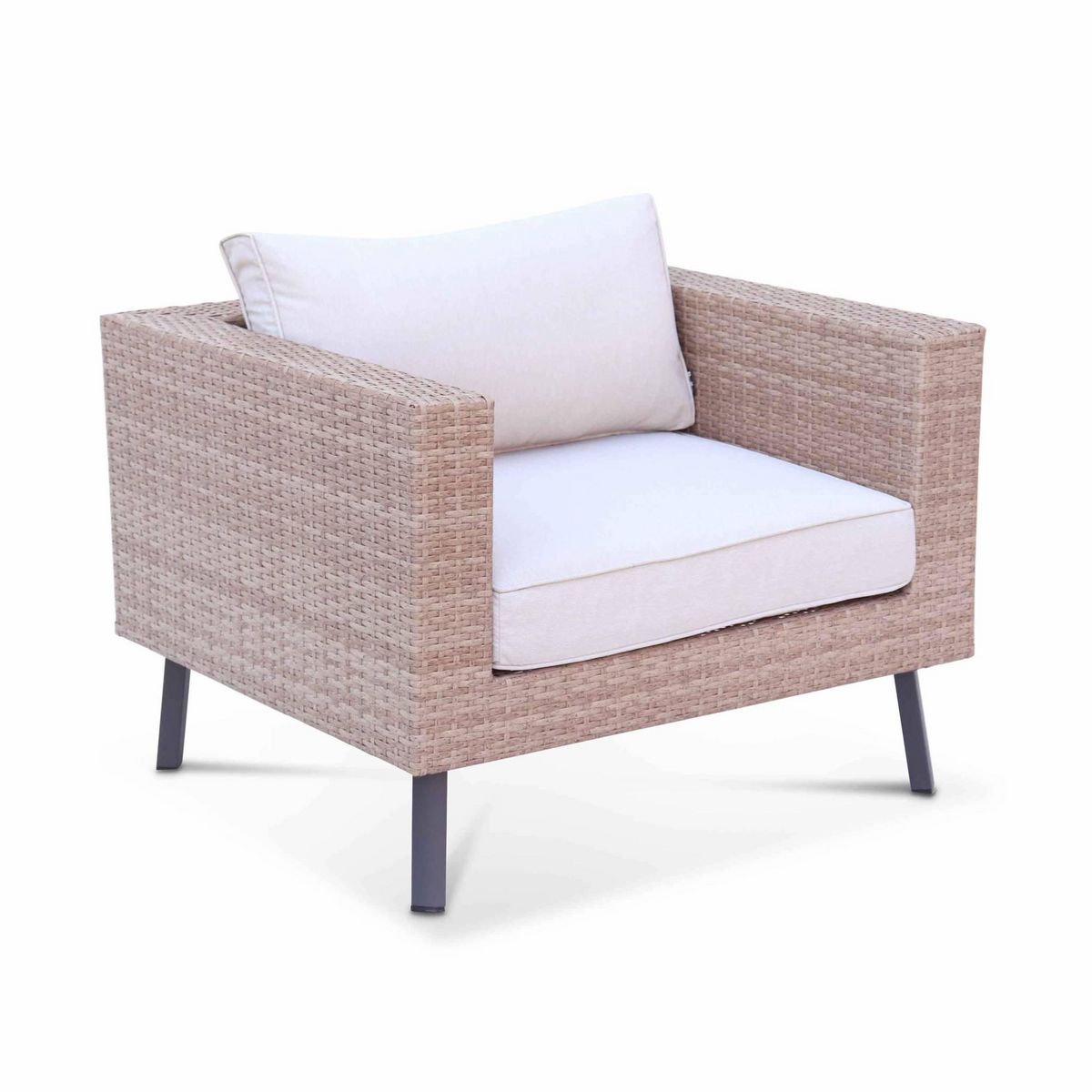 SWEEEK Salon de jardin 5 places en résine tressée plate – Alba